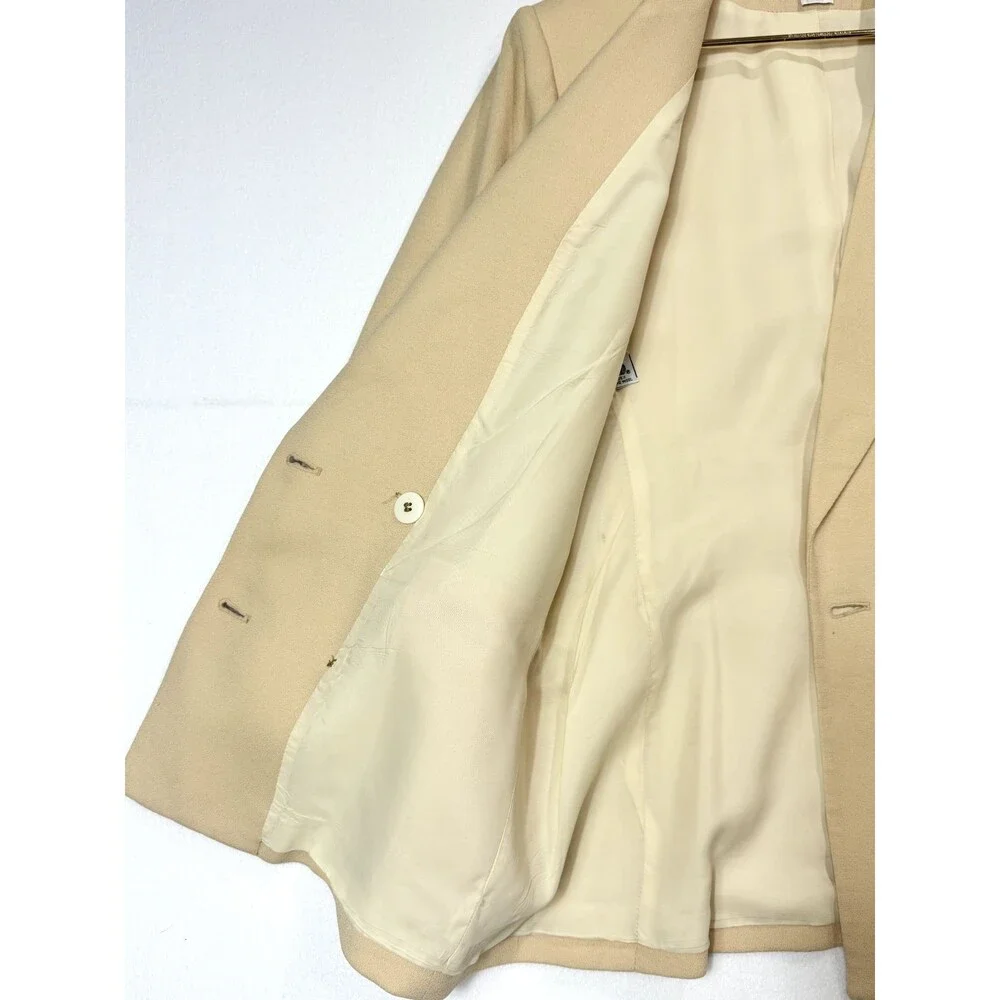 Christian Dior Wool 30 Montaigne Bar Jacket Blazer Neutral Pale Yellow USA Sz 12